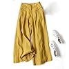 QWUVEDS Women Palazzo Pants Summer Linen Casual High Waist Wide Leg Flowy Culotte Pants Drawstring Yoga Jogging Bottoms Sweatpants Women Thicker, yellow, L #2