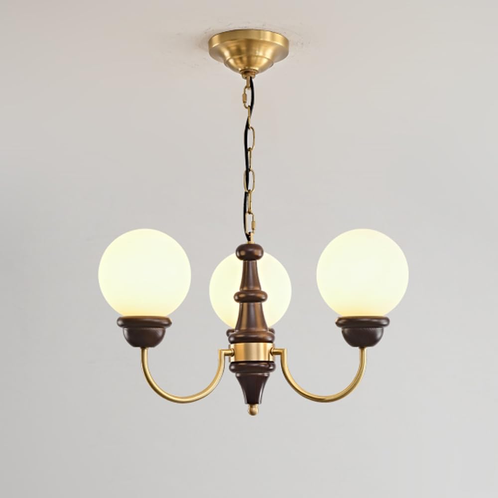 Lustre suspension milieu du siècle en laiton véritable et verre opaque
