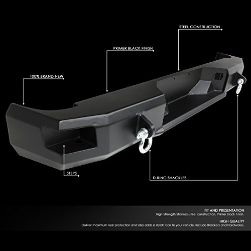 Compatible With Tundra Heavy Duty Steel Welded Corner Step Rear Bumper W/Dual D-Rings (Black) #TOP1