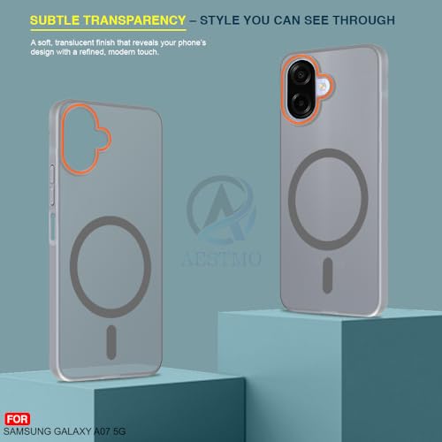 Image of AESTMO Samsung Galaxy A07 / M07 / F07 / F70E Back Cover | Slim Hard Shell | Matte Frosted Hard Back Translucent Back Cover for (Compatible with MagSafe Accessories, Grey)