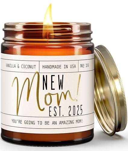 New Mom Gifts for New Mom Est. 2025 Candle, w/Coconut & Vanilla-Infused Essential Oils I Postpartum...