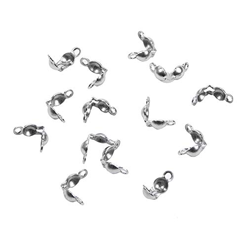 PH PandaHall 200pcs Stainless Steel Cord Ends Open Clamshell Crimp Bead Tips Knot Covers End Caps Jewelry Findings for Bracelet Necklace Making DIY