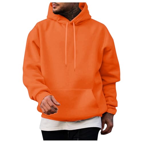 Mens Hoodies Pullover Lightweight Long Sleeve Casual Fleece Sweatshirts Fall Winter Solid Color Hoodies for Men with Pocket