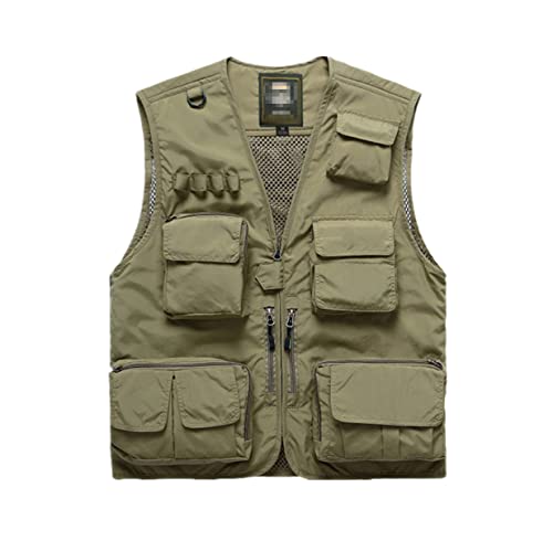 Gilet de pêche pour homme respirant pour marcher sans sac kaki M