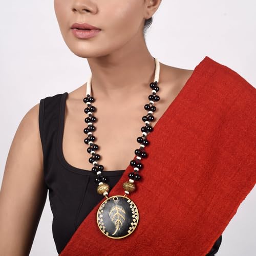 Image of AAKRITI ART CREATIONS Handcrafted Tribal & Brass Necklace Collection | Floral, Leaf & Elephant-Inspired Artisan Jewelry | Dhokra, Glass & Ethnic Statement Necklaces for Women