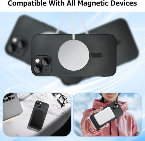 Image of DIZORO Magnetic Case for iPhone 15 Compatible with MagSafe Built-in Camera Lens Protector Slim Soft Silicone Bumper Shockproof Metallic Luster Back Cover Phone Case Black