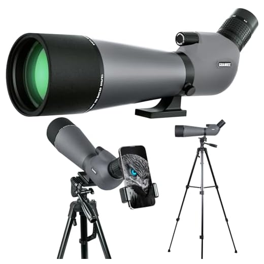 GUANIEE 25-75x80 Spotting Scope for Target Shooting with Upgraded Tripod Carrying Bag and Phone Adapter Spotter Scope for Bird Watching, Wildlife Viewing Grey