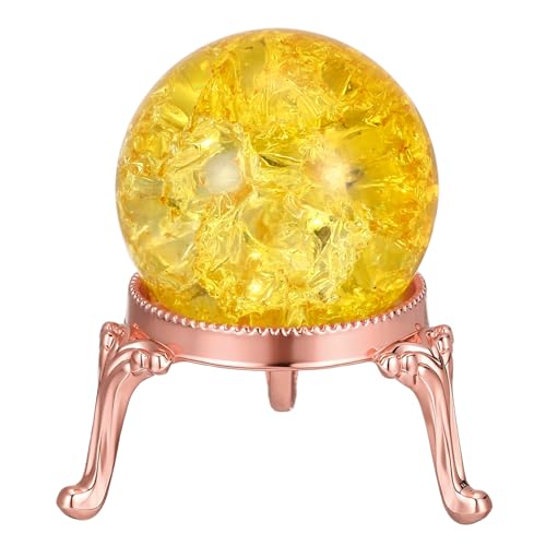 Boule en verre craquelé pour embellir une table basse unie