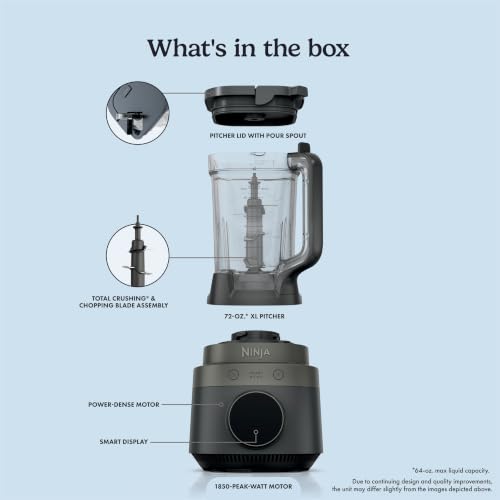 Ninja CrushBOSS Intelligent Blender, 1850PW, XL 72-oz, Mocha, LB201BR - image 9