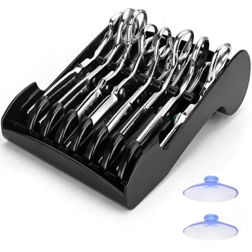Salon Scissors Holder Rack Salon Scissors Holder Racks Barber Shears Stand Organizer Storage Tray Hair Salon Shear Holder Scissors Storage Tray Available for Scissors (8 x 5.1 x 2.2)