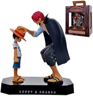 Anime One Piece Shanks Touching Luffy Figures Anime Action Straw Hat Luffy Figures Model , Theme Party Supplies,Dessert Decorations for Kids Gift Anime Theme Doll Figure