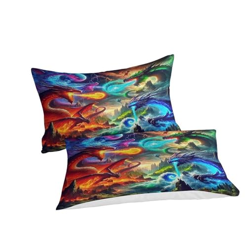 Housse de couette dragon anti-plis en microfibre douce avec fermeture éclair - 3