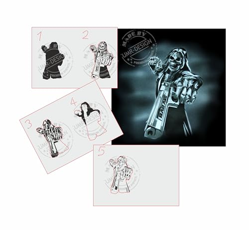 AS-080 Bad Ass Step by Step Airbrushschablone Size M