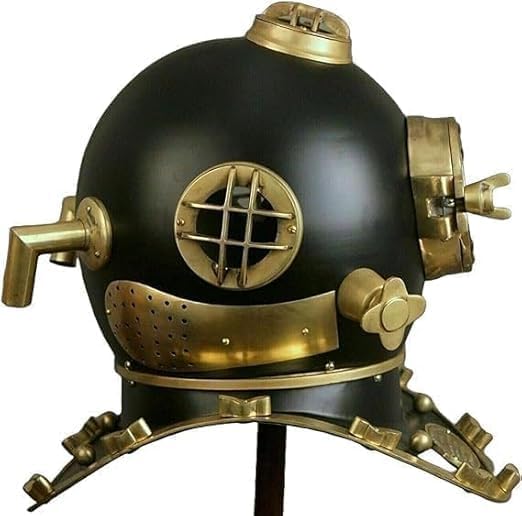 Maritime Scuba Replica Black Diving Helmet US Navy Mark V Boston Brass Finish Nautical Divers Deep Sea 18" Authentic Standard Design for Collectors Enthusiasts and Home Decor Perfect