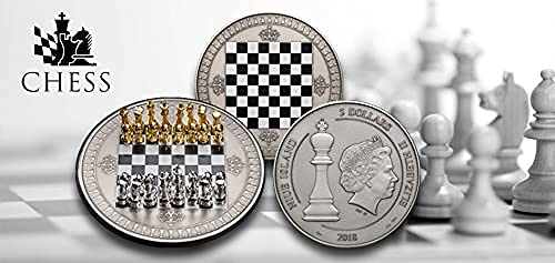 Image of Chess Chess Board Game 2 Oz Silver Coin Niue 2018 Antique Finish