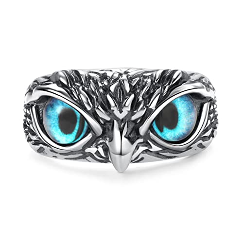 Yumikoo Demon Eye Owl Ring Retro Open Ring Adjustable Personalized Gothic Men's Animal Lucky Vintage Jewelry