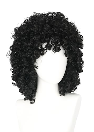 LeMarnia 70s Men's Afro Wig Black Reverse Curl Disco Wig Halloween Rock Costume Accessory Wig