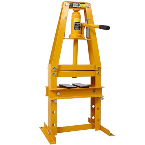 Hydraulic Power Units, 6-Ton Benchtop Hydraulic A-Frame Shop Press with Press Plates, Hydraulic 6 Ton Garage Floor Adjustable Shop Press with Plates (Yellow)