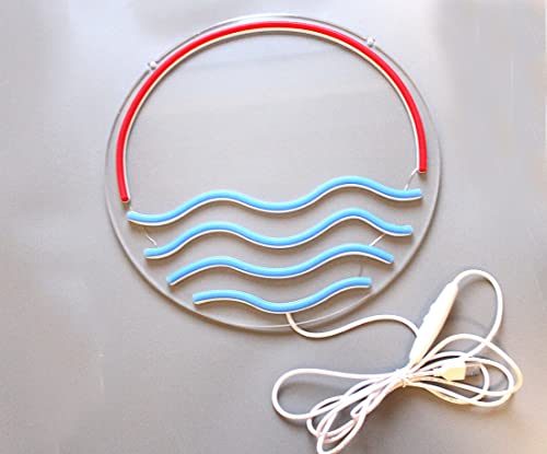 Image of Sunset&Sea Blue LED Neon Signs Sunrise Neon Lights For Bedroom Decoration Cool Wall Decor For Living Room Boy's Room USB Powered(12 * 12 inch)