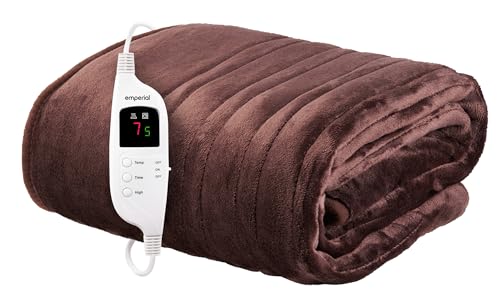 Emperial Luxury Heated Blanket | Electric Blanket | Extra Large Heated Throw with Digital Remote, 9 Heat Settings & 9hr Timer, Machine Washable Fleece - 160cm x 130cm