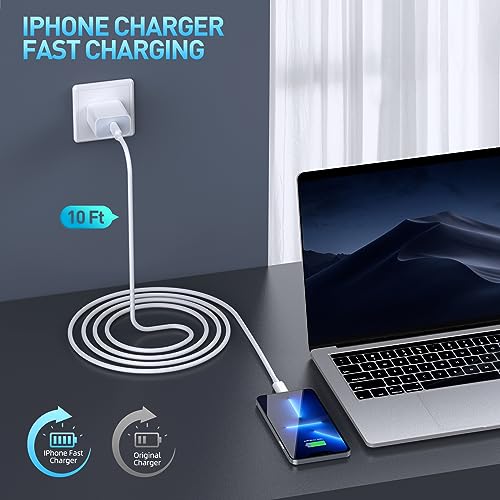 Fast Charger iPhone,iPhone Charger Fast Charging[Apple MFi Certified]3Pack Apple Charger USB C Wall Charging Block 10FT Long USB C to Lightning Cable Cord for iPhone14 Pro Max/13/12 Mini/11/XR/XS/X/SE - image 2
