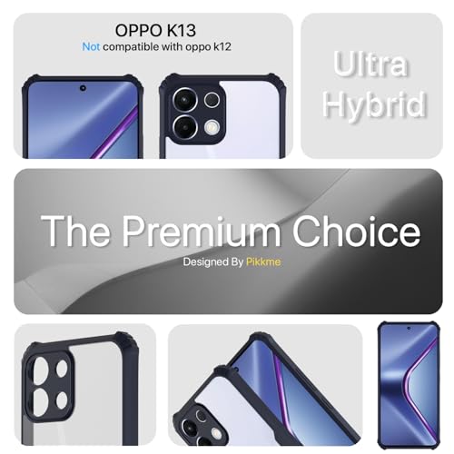 Image of Outlouders Back Cover for Oppo K13 5G | Ultra Hybrid Transparent | Full Camera Protection | Raised Edge | Crystal Clear Bumper Case(Blue)