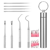 Ainilaus Stainless Steel Toothpick Holders Pocket 8 Pcs Dental Tools Portable Teeth Cleaning Kit Reusable Metal Toothpicks for Teeth Tooth Cleaner for Kitchen Accessories Outdoor Picnic Travel