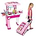 Pretend Play Kitchen Playset for Kids | Little Chef Kitchen set Toy with Accessories Pots, Pans, dishes, cups, utensils, food toys with Adorable Travel Suitcase (Light & Sound) Boys & Girls Favorite