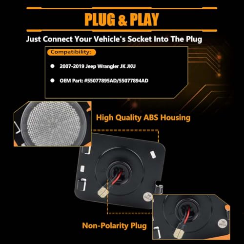Image of Sequential Front Fender LED Side Marker Lights for 2007-2019 Wrangler JK, [Upgraded] Clear Lens Side Bumper Marker Lamps, JK Amber LED Side Markers Turn Signal Lights, 2 PCS