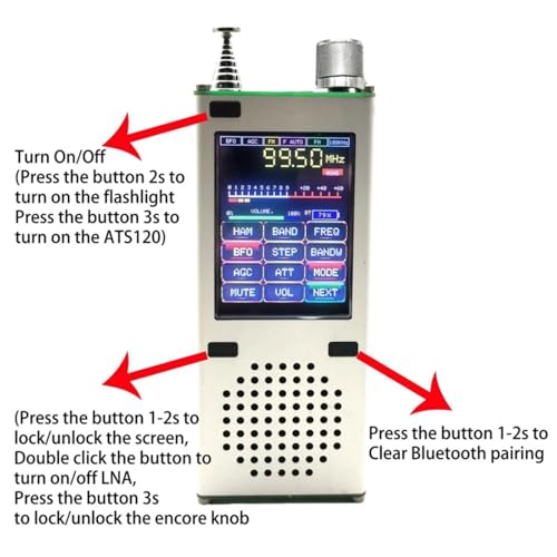 Radio portátil Bluetooth con pantalla táctil 2.4 pulg miniatura 3
