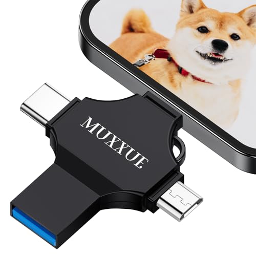 No Necesita App，MUXXUE Pendrive iPhone 128GB, 4 in 1 Memoria USB para iPhone 1Pad Android OTG...
