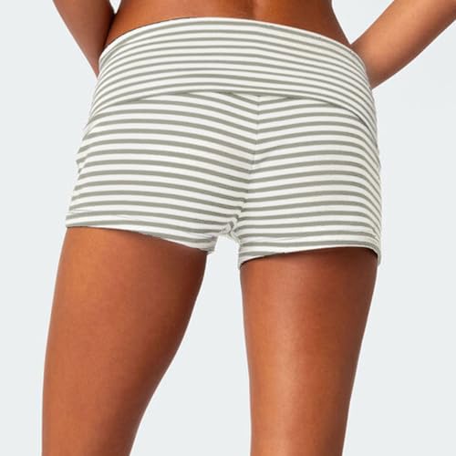 Image of Women Low Waist Lounge Shorts Fold Over Skinny Pajamas Shorts Summer Casual Pj Bottom Sleep Shorts