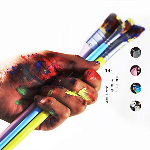 Miya Artist Paint Brushes Set For Acrylic Oil Watercolor Face & Body Gouache Painting With Hog Hairs,Nice Gift For Artist, Adults,10 Pcs(Yellow) #TOP6