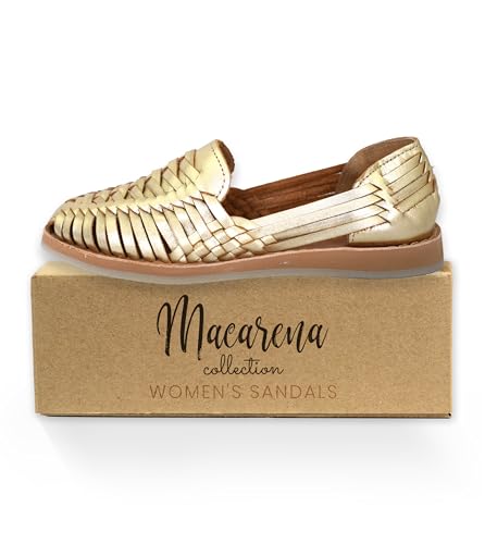Image of Macarena Collection Womens Shoes Leather Sandal Flat for Women | Huarache Handmade Mexican Sandals | Comfortable & Stylish Womens Sandals 3050
