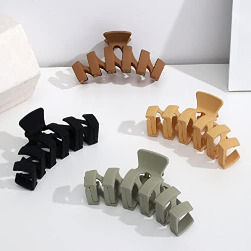 SuPoo Hair Clips Large Claw Clips 4.7" Matte Hair Claw Clips for Thick Hair Strong Hold Banana Hair Claw Jumbo Jaw Clips Cute Big Hair Clips for Women Hair Clamp Hair Accessories for Thin Hair