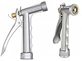 Hose Nozzle (2 Pack) Adjustable Metal Pistol Nozzle, Rear Trigger Control, Hold-open clip allows for continuous spray without squeezing