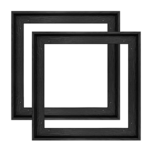 FOLKOR Canvas Floater Frame for 8x8 Prints or Oil Paintings, 2 Pack 0.9 Inch Depth Floating Frame for Stretched Canvas Art, Home Office Gallery Wall Decor, Horizontal or Vertical Display (Black)