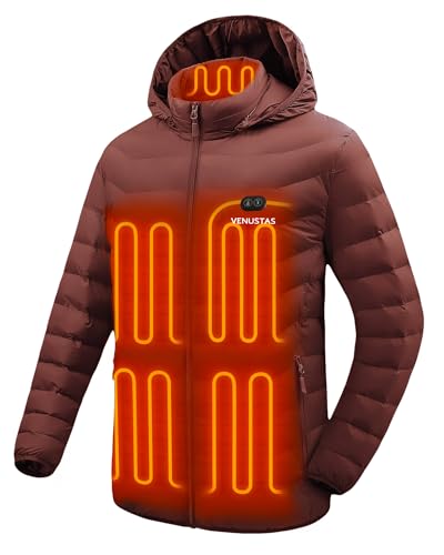 Venustas Unisex Dual-Control Heated Jacket, Water-resistant Heated Coat for Women and Men with Battery Included