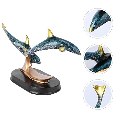Dolphin Decor Dolphin Decor Dolphin Statue Figurines Resin Dolphin Paperweight Dolphins Leaping Out Of The Waves Statue Beach Seaside Decorations For Home Office Bedroom #TOP1
