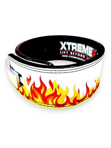 Image of Xtremex 13mm Weightlifting Lever Belt Powerlifting Belt for Men and Women Flame (White, XL)