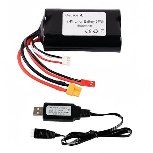 TX16S �o�b�e���[ 5000mAh 2S 7.4V ���`�E���C�I���o�b�e���[ XT30 ����� JST �v���O�t�� TX16S ���M�@ RC4GS RC6GS TX12 ���M�@ 1 �p�b�N USB �[�d��t��