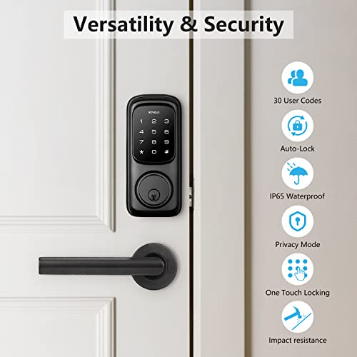 Revolo Door Locks With Touchscreen Keypads, Keyless Entry Door Lock, Electronic Keypad Deadbolt For Front Door, Bhma Certified, All-Metal Construction, Auto Lock, Easy To Install, Matte Black #TOP1
