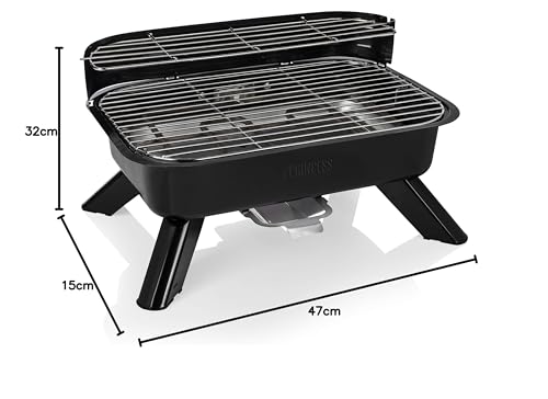 Princess Hybridgrill - geeignet als Elektro- oder Holzkohlegrill, mit 0,7 M Kabelzuleitung, regelbarer Thermostat, 2000W, 112252 01.112252.01.001 Schwarz