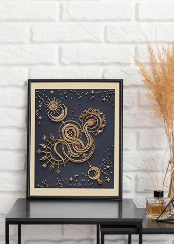 Image of Wizardi Bead Embroidery Kit - Golden Talisman. Colorful Beads, Beading Needles. DIY Kit. Embroidery for Beginners. Home Decor. AB-921 Abris Art