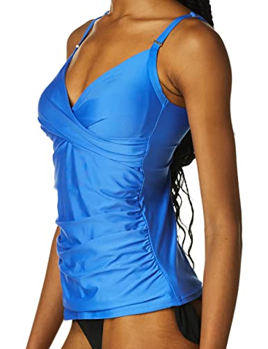 Calvin Klein Women's Tankini Swimsuit with Adjustable Straps and Tummy Control, Azure, X-Small - image 3