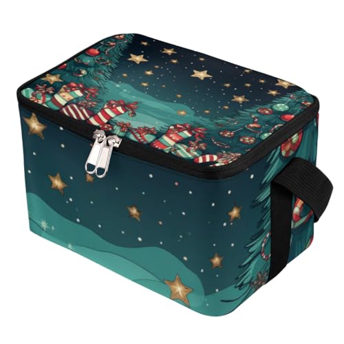 GzLeyigou Lunch Bags for Women Men 9 Cans,Christmas Night Hot & Cold Food Delivery Bag Insulated Grocery Bag Insulated Lunch Box Cooler Bag for Office Work Picnic Beach