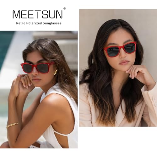 Image of MEETSUN Polarized Sunglasses for Women Men Classic Retro Square Frame Driving Sun Glasses UV Protection