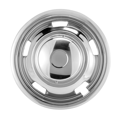 Image of 4pcs 17inch Protective Polished Stainless Steel Dually Wheel Simulators Fit for 2003-2018 Dodge Ram 3500 2003-2009 Ram 2500, Bolt On Wheel Cover with Removable Centre Cap Hubcaps 708DR