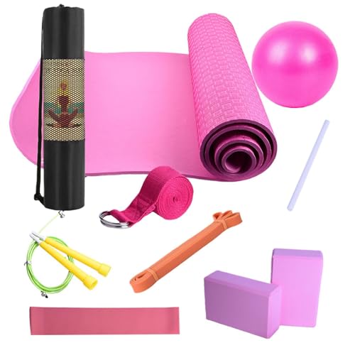 Kit de yoga para principiantes ideal para entrenar en casa con estera y bandas de resistencia
