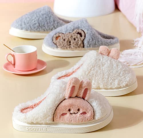 Epsion Women Cute Bunny Slippers Faux Fur Fluffy Winter Slip-On House Slippers Warm Fuzzy Anti-Skid Indoor Outdoor Shoes3
